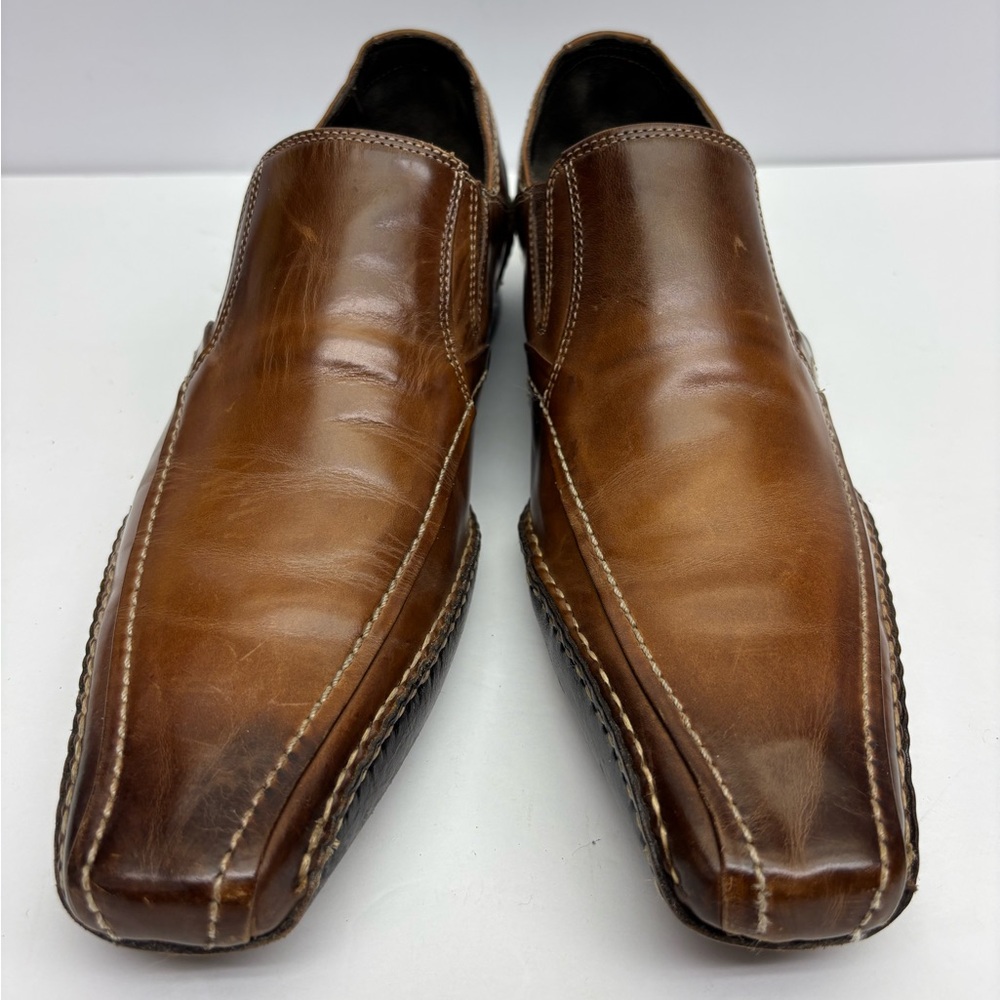 Bacco Bucci Men's Brown Leather Slip-On Dress Loafers, SZ 9.5 M, box 34